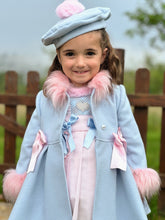 Load image into Gallery viewer, AW25 baby blue coat with pink details (hat sold separately