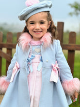 Load image into Gallery viewer, AW25 baby blue coat with pink details (hat sold separately
