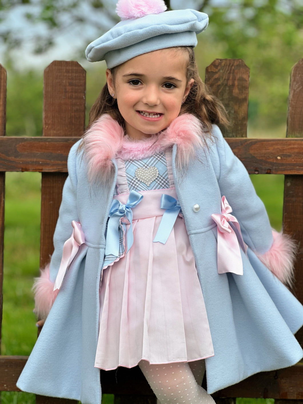 AW25 baby blue coat with pink details (hat sold separately