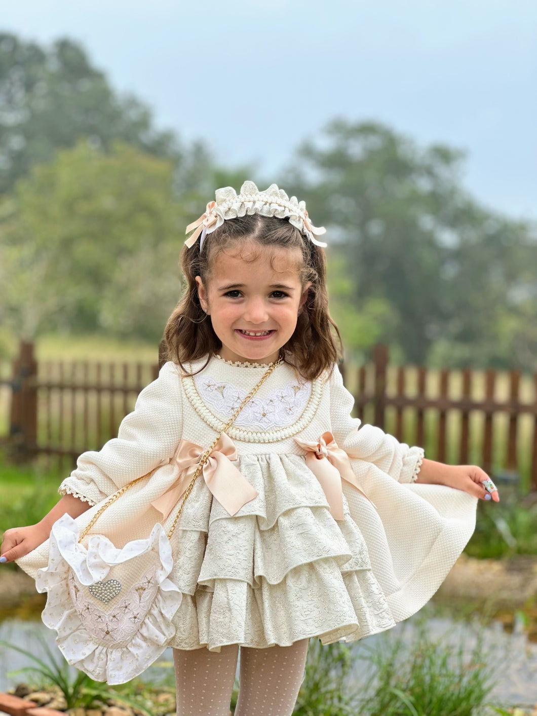 AW25 Cream and golden dress