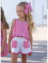 Load image into Gallery viewer, Miranda girls Red &amp; white cheque short set