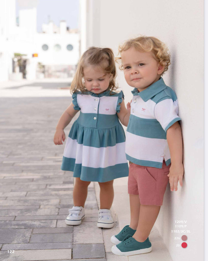 Boys nel blue polo and short set