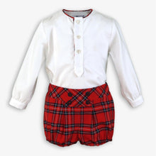 Load image into Gallery viewer, 132-23 boys top&amp; tartan boys short