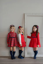 Load image into Gallery viewer, 232-V Girls red &amp; navy cheque dress