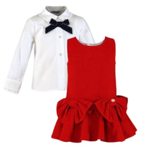 Load image into Gallery viewer, 232-2-P Girls red pinafore &amp; blouse