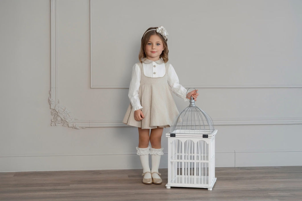 222V beige pinafore dress