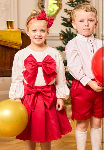 Girls red bow skirt with hairband 0353237