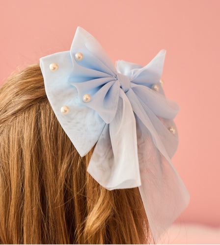 Caramelo blue pearl bow