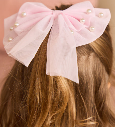 Caramelo pink pearl bow