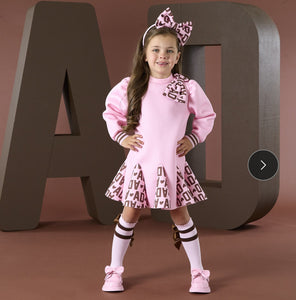W252708 Maisie initial bow print dress - pink