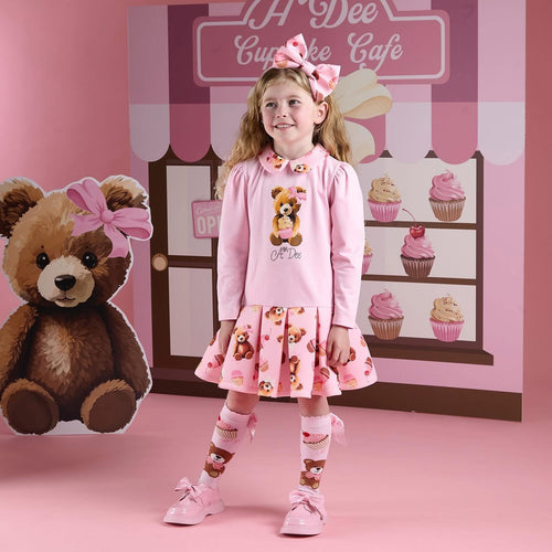 W252709 Meadow bear print mix dress