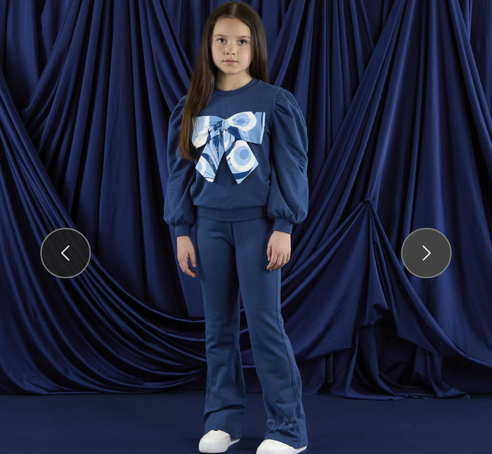 W253523 Luna navy bow flare tracksuit