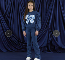 Load image into Gallery viewer, W253523 Luna navy bow flare tracksuit