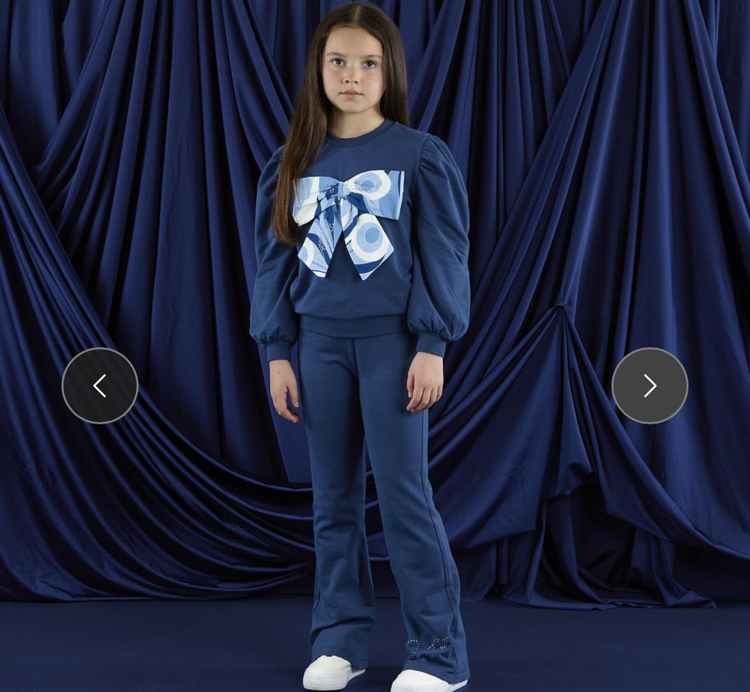 W253523 Luna navy bow flare tracksuit