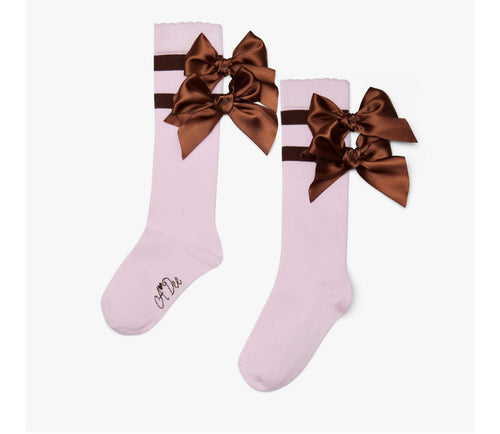 W252915 meave knee high double bow sock