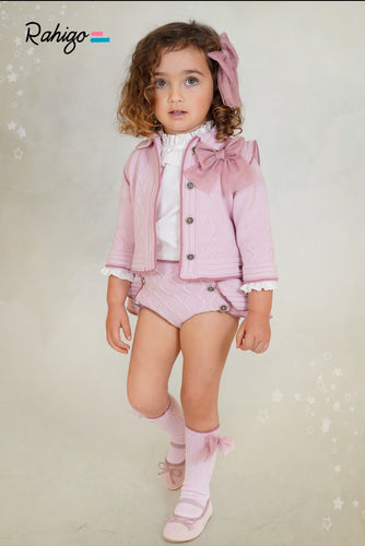 25268 girls  dusty pink Rahigo full set includes sock & hair bow