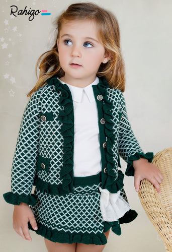 252100 Baby girls Green/ cream with hat& socks