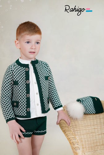 252111 Boys Green & Cream set ( includes socks & hat