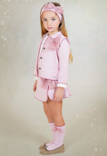 25279 Rahigo AW25 Dusty Pink Older girl Full set ( includes socks & hairband )