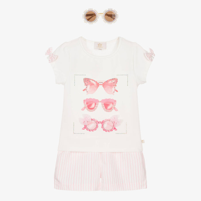 Caramelo kids Pink sunglasses short set