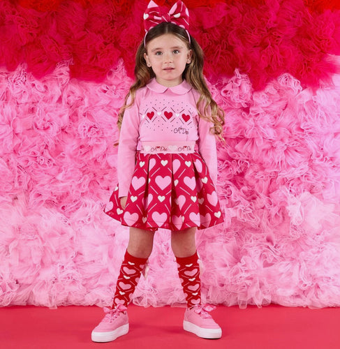 W251506 Lyla Heart print skirt set