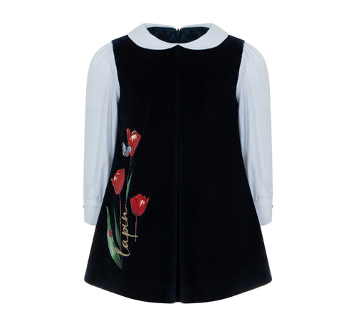 252E3249 girls Pinafore&Blouse set