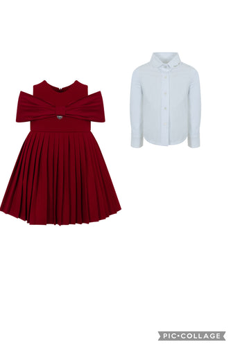 252E3255& 252E2544 Red pinny & blouse set