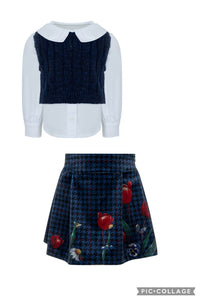 252E2547& 252E3323 Navy skirt ,top& blouse set