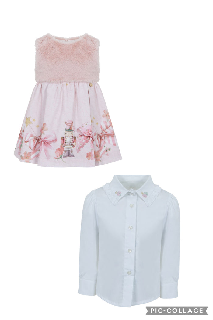 Laplin House Pink Nutracker pinafore & blouse set