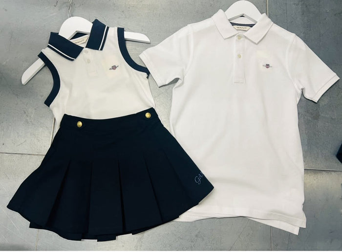 Younger Boys Gant white polo tshirt
