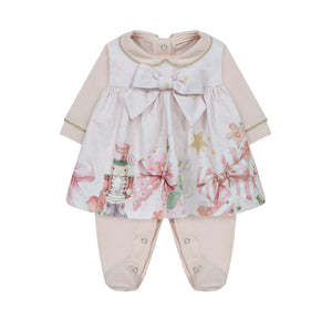 252E5193 Laplin house pink nutcracker babygrow with gift box