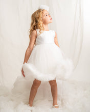 Load image into Gallery viewer, Girls Ivory ruffle tulle party dress and hairband
