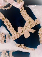Load image into Gallery viewer, Navy&amp; tan Ela knitted Romper &amp; bonnet