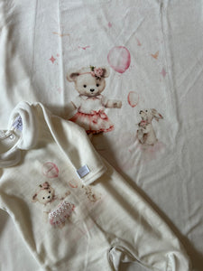 Jamik teddy baby girl babygrow & blanket set