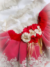 Load image into Gallery viewer, Ela confection Red&amp;Gold skirt set with hairpiece