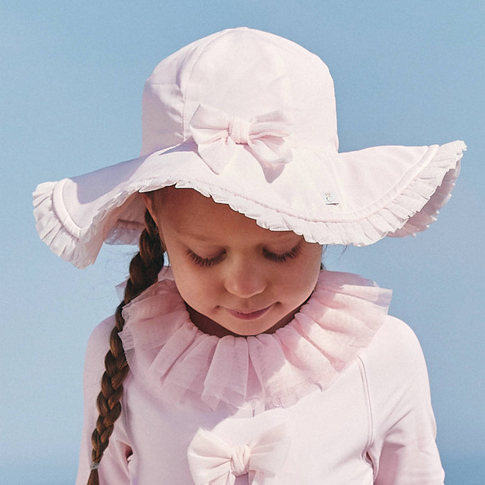 Caramelo SS26 pink tulle swim hat with bow