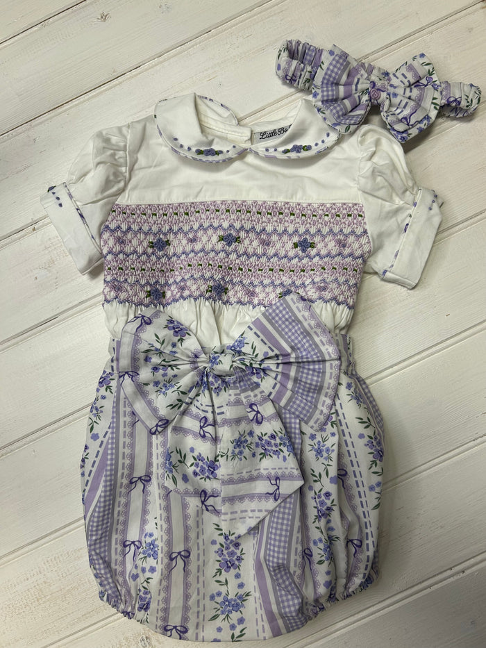 Lilac floral smock romper