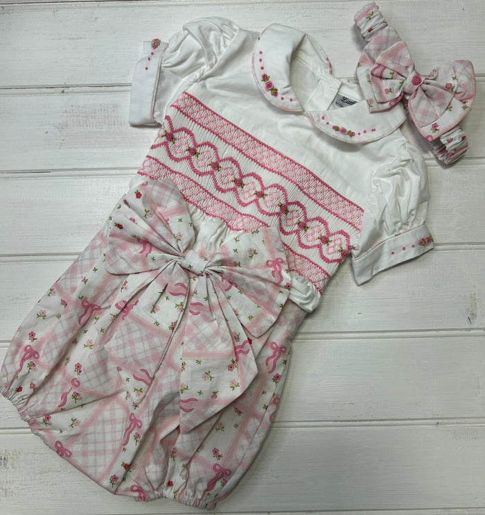 Girls Pink smock romper