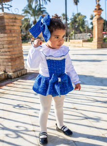7606 Royal blue romper& blouse set