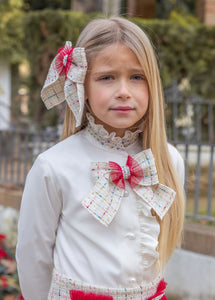 7666,7646,7675 cream/ red 3  piece Naxos suit