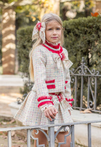 7666,7646,7675 cream/ red 3  piece Naxos suit