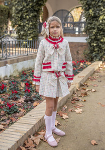 7666,7646,7675 cream/ red 3  piece Naxos suit
