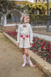 7666,7646,7675 cream/ red 3  piece Naxos suit