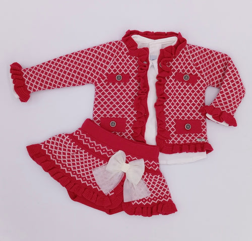 Baby Girl Red Rahigo 3piece with socks & bonnet