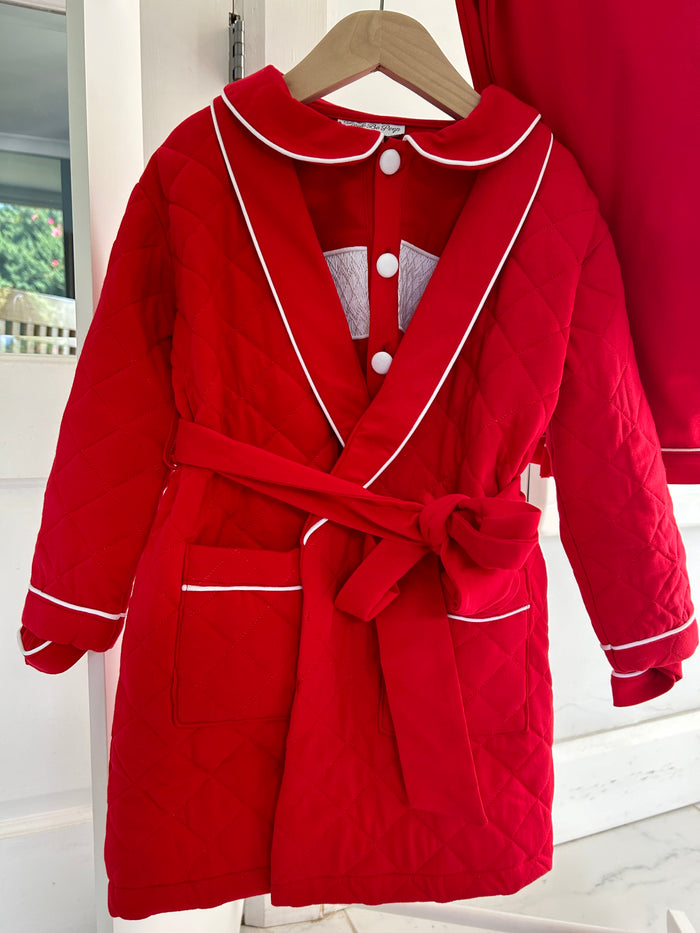 Boys red pjs & dressing gown