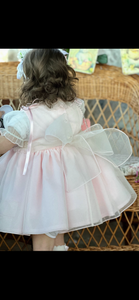 SS25 pink organza smock dress
