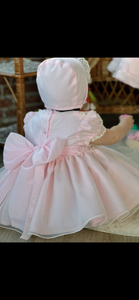 SS25 pink organza smock dress
