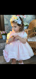 SS25 pink organza smock dress