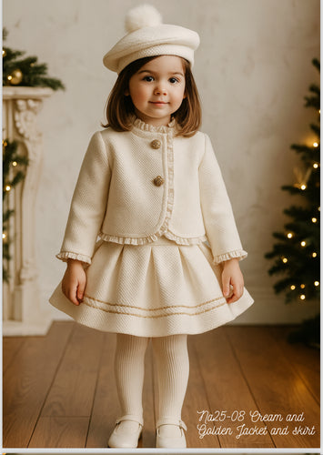 Sonata NA25 Cream& golden Jacket, blouse & skirt