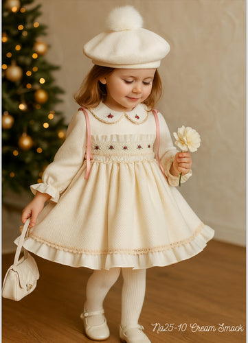 Sonata NA25 -10 Cream dress with smocking